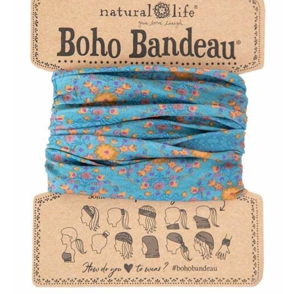 NATURAL LIFE for hair Blue Flower Stamp Boho Bandeau unique pattern not in store - Picture 4 of 15